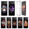 Tiger Cat Dog Luxury Case For Samsung Galaxy Z Flip 3 4 5g Funda Z Flip3 Clear Pc Hard Shockproof Back Phone Coque Shell