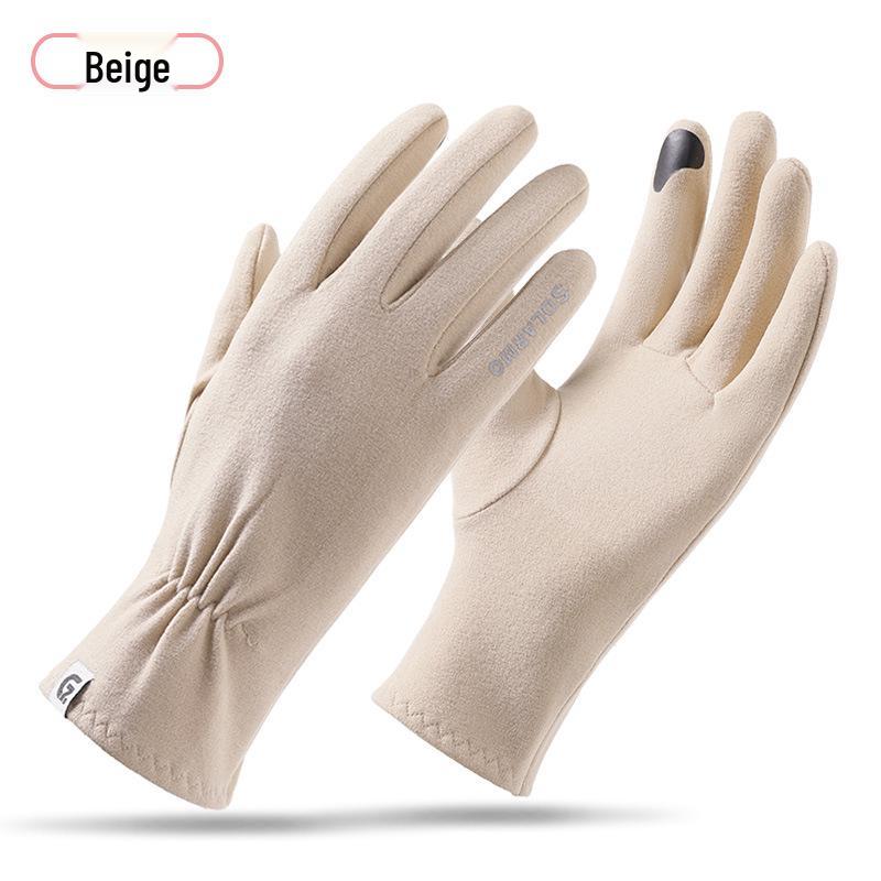 Женские сезонные бархатные перчатки с сенсорным экраном: Тонкие весенние/осенние, Теплые зимние, Противоскользящие, Эластичные, Приятные для кожи.