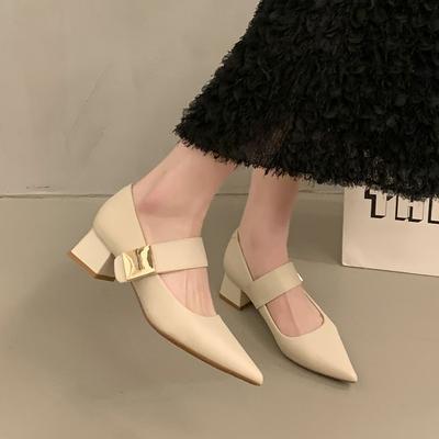 Новые ретро туфли Мэри Джейн женские туфли металлическая пряжка светлый вырез низкий каблук нишевые с юбкой остроносые одинарные туфли