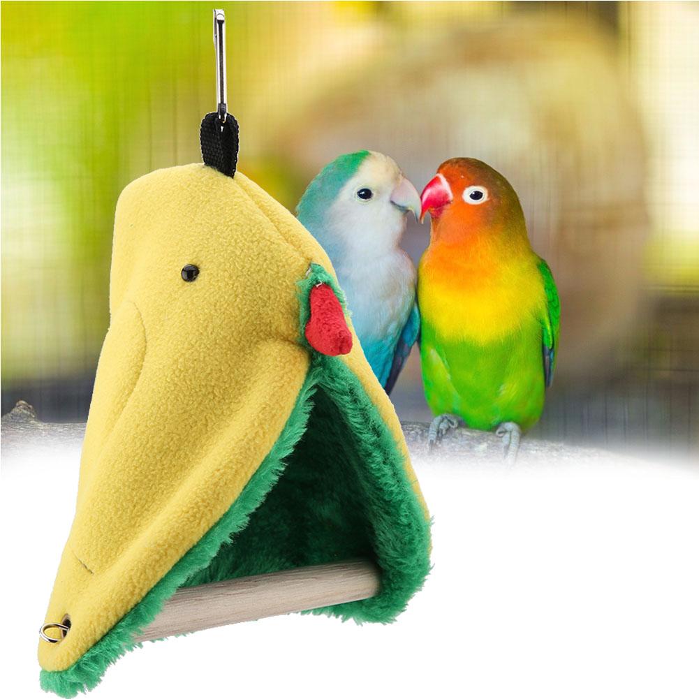Bird Parrot Triangle Plush Hammock Cage Happy Tent Bed Hanging Cave Toy