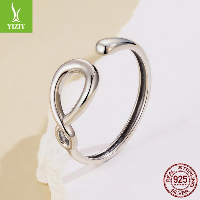 Minimalist Plain Silver Eternal Symbol Metallic Open Ring S925 Sterling Silver Line Ring