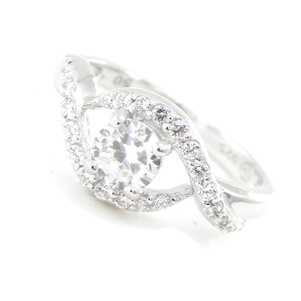 Серебряное кольцо 'Скарлетт' серебристо-белое (родий) - 9 мм