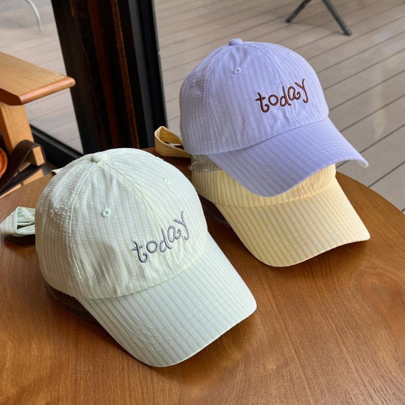 Embroidered Letter Baseball Cap Striped Design Sweet Bow Tie Sports Hat Bow Ribbon Design Cotton Material Embroidered Letter Cap