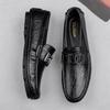 Fashion Genuine Leather Mens Loafers Simple Slip-On Casual Shoes Lightweight Driving Shoes Versatile Moccasins Fashion Man Walking Shoes