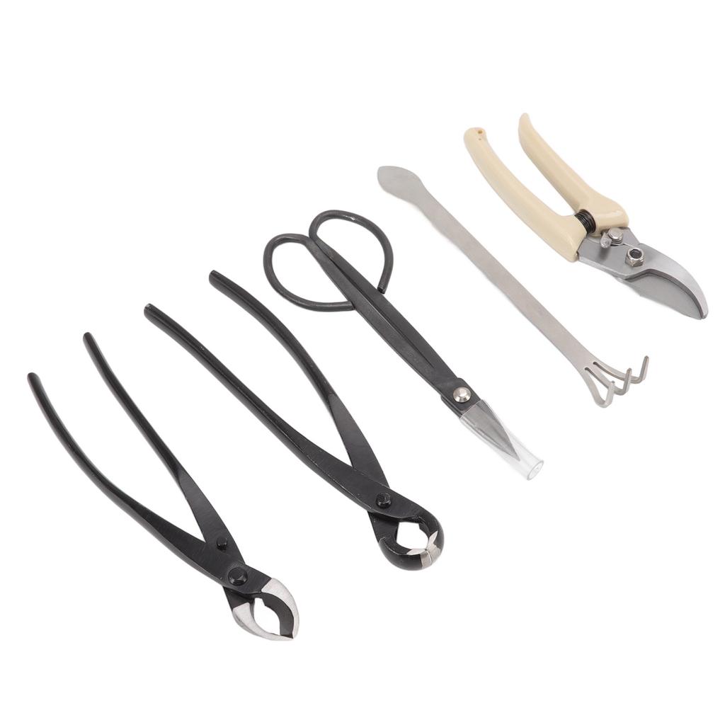 5Pcs Bonsai Tool Set Kit Carbon Steel Bonsai Scissors Rake Branch Cutter Pruning Shears Pliers