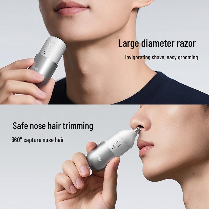 PRITECH Мини-портативная электробритва и триммер для носа 2-в-1