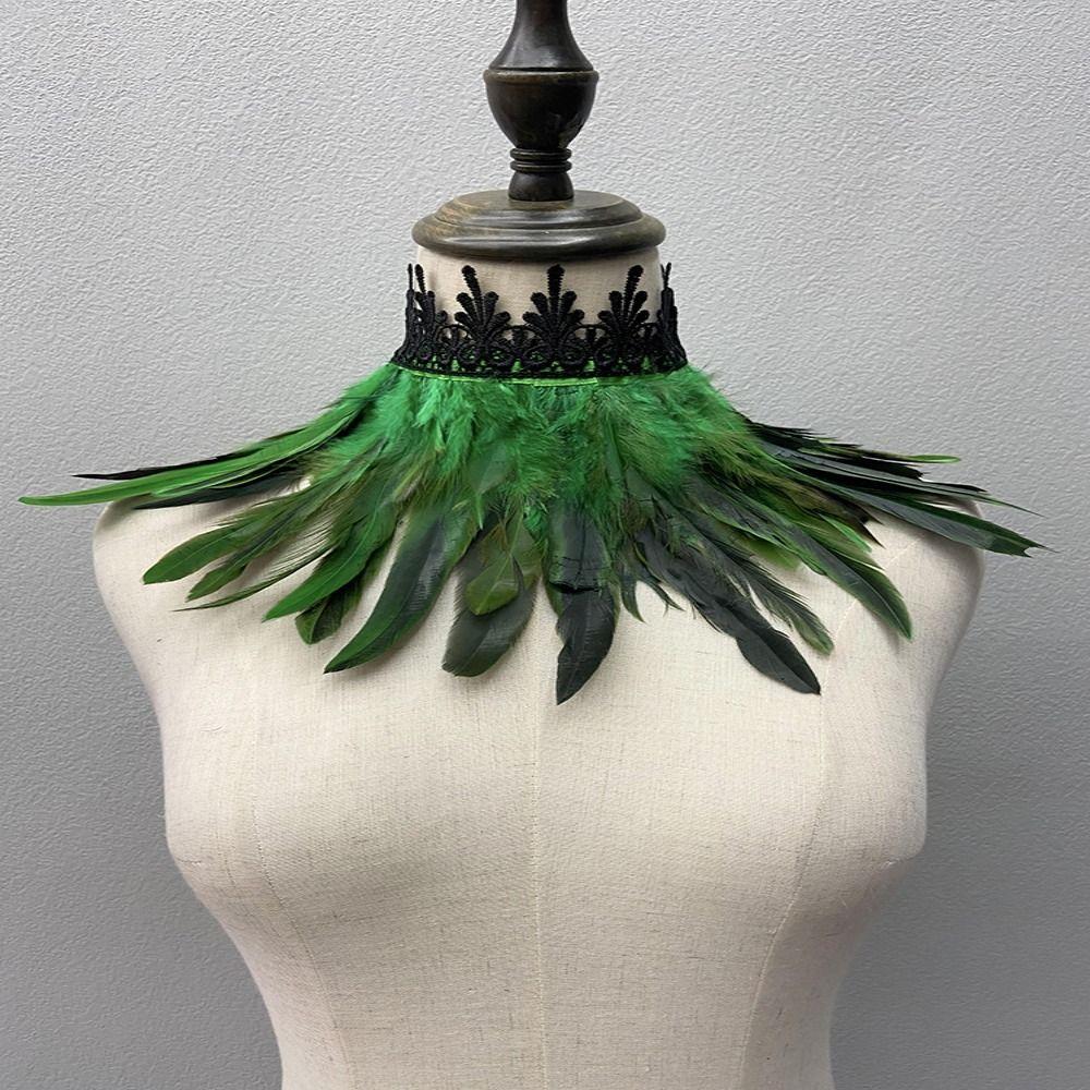 Cosplay Women Sexy Natural Feather Feather Choker Lace Fake Collar Punk Cape Shawl