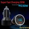 Универсальное автомобильное зарядное устройство с двумя портами USB-C - Штекер для быстрой зарядки 120 Вт для мобильных устройств