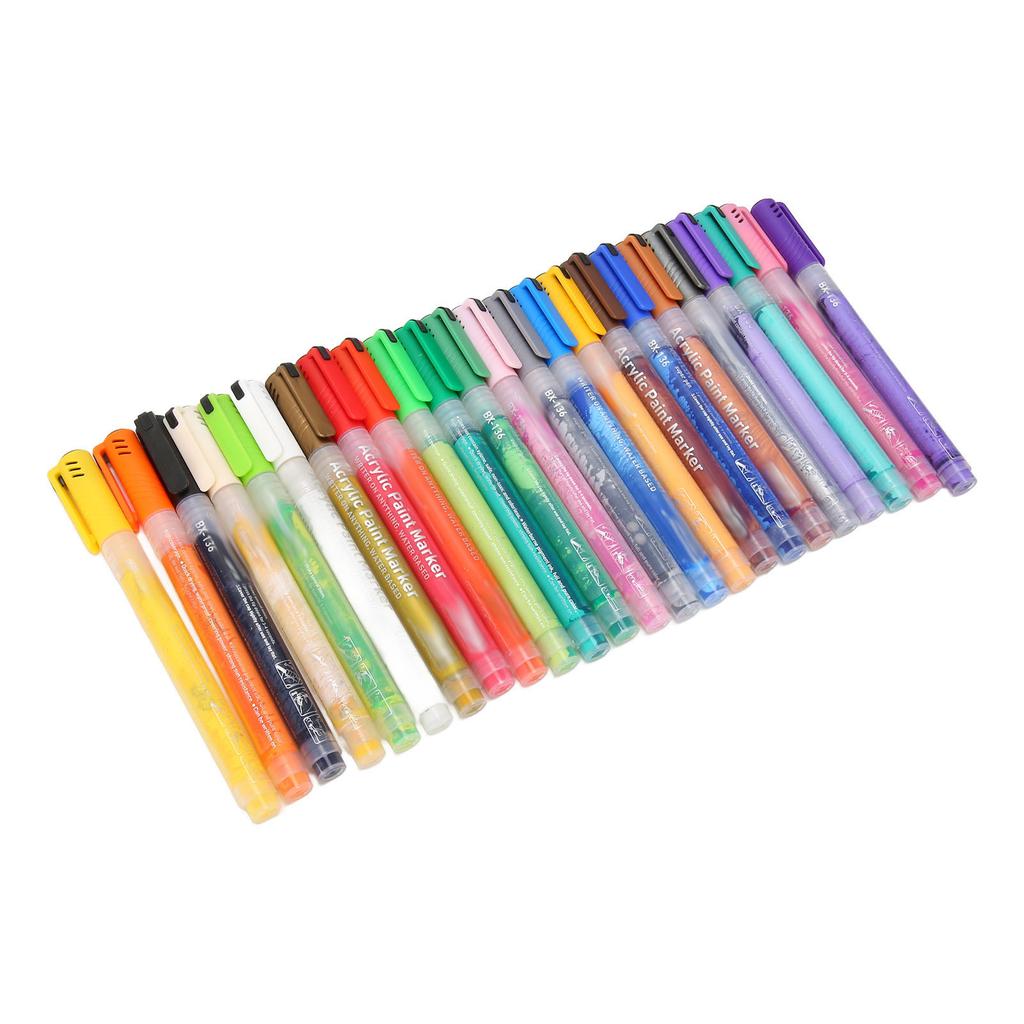 24 Colors Acrylic Paint Marker Pens Waterproof Quick Drying Smoothly Writing Paint Pens for Kids for Stones Wood Glass