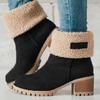 Autumn Woman Fashion Casual Comfortable Plus Velvet Warm Square Heel Round Toe Solid Color Women's Ankle Boots