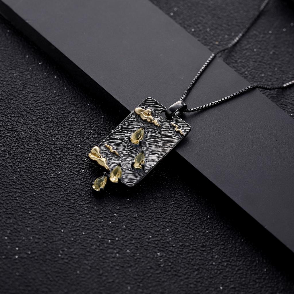 Оригинальный дизайнерский кулон из высококачественного драгоценного камня, итальянское мастерство, ретро-подвеска из серебра 925 пробы с натуральным топазом