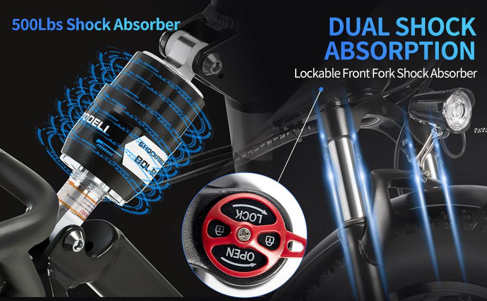 Ridstar H20 Pro Electric Bike, 1000W*2 Motor, 48V 23AH Battery, 20*4 Inch Fat Tires, 49km/h Max Speed, 112km Range