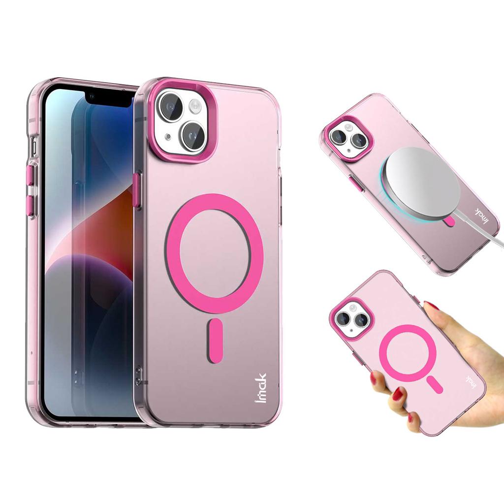 For iPhone 14 Plus Case Compatible with MagSafe Candy Color Anti Drop TPU+PET Back Cover