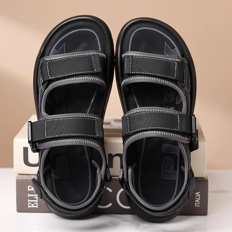 Модные мужские повседневные кожаные спортивные шлепанцы, мужские мягкие нескользящие сандалии для пляжа, повседневной носки, полузакрытые, удобные, легкие мужские тапочки