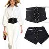 Euro-American Aesthetic Corset Belt Black Waistband Trendy Waist Stretch Cummerbunds  Female