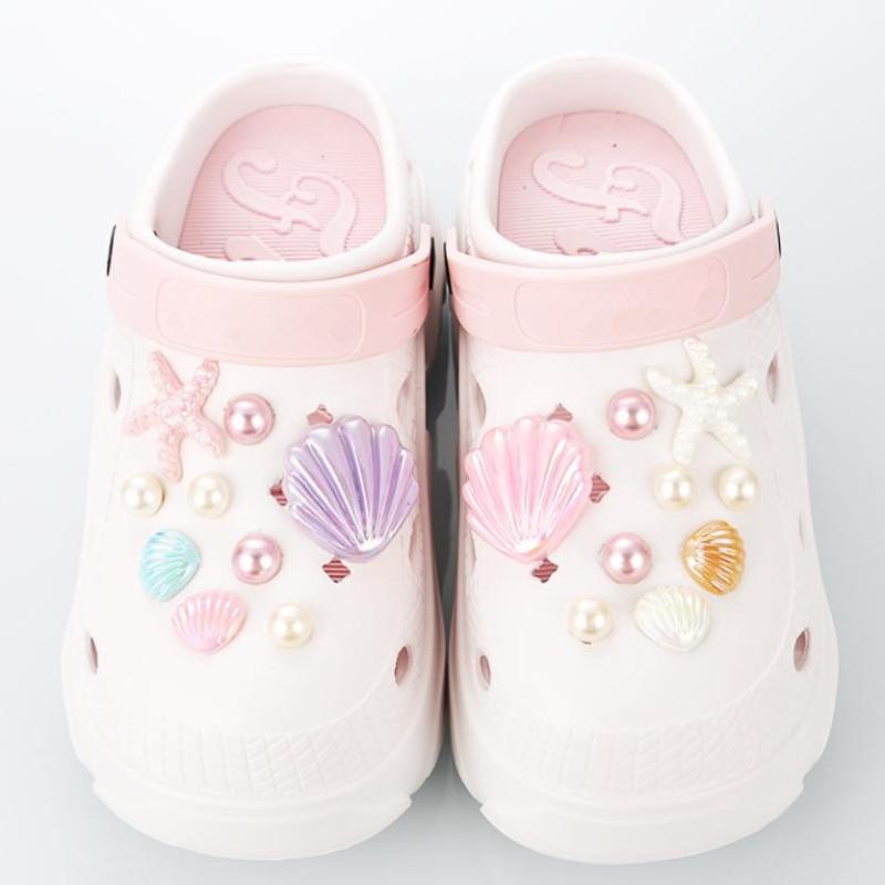 18Pcs Shoe Charm Diy Summer Starfish Shell Handicrafts Shoe Decoration Buckle Charms Hole Shoes Accessories