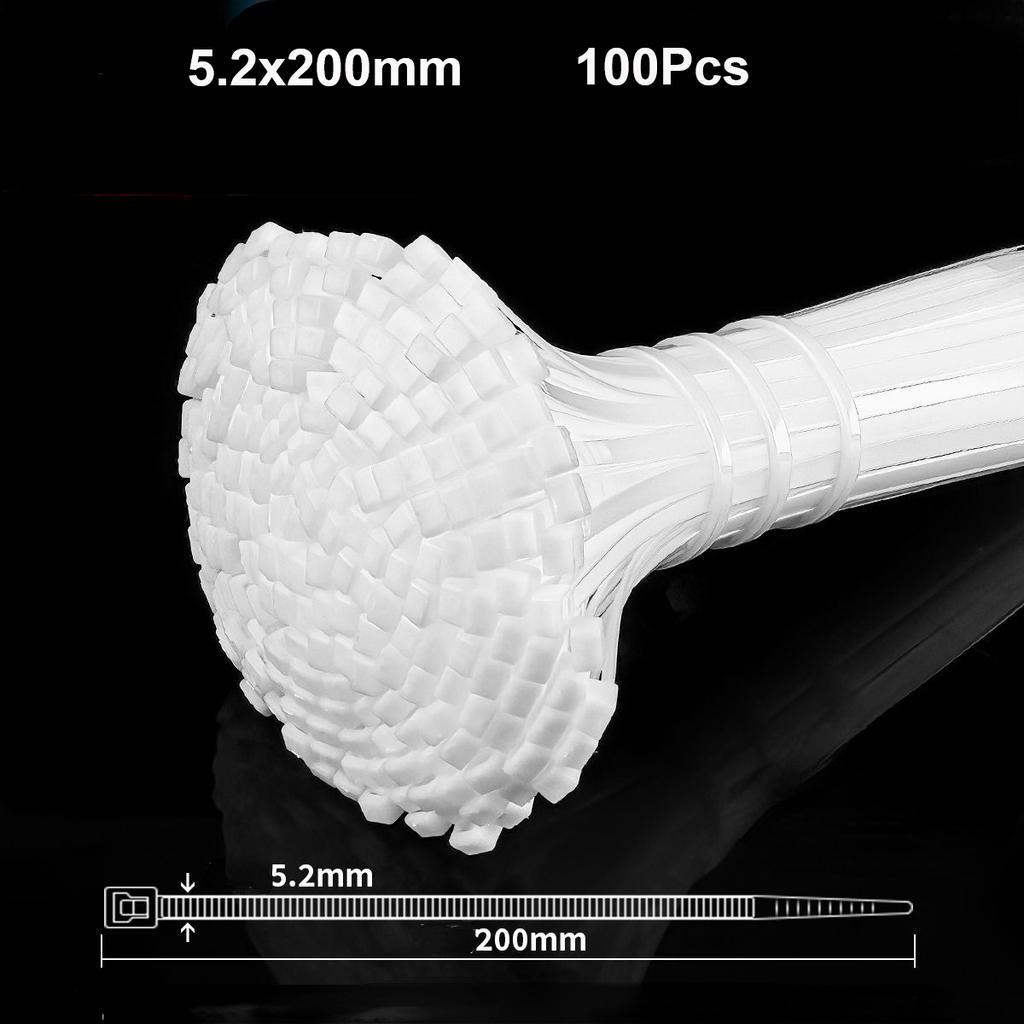 100Pcs Heavy Duty Self-locking Plastic Nylon Tie Wrap, Strong and Reliable Cable Ties