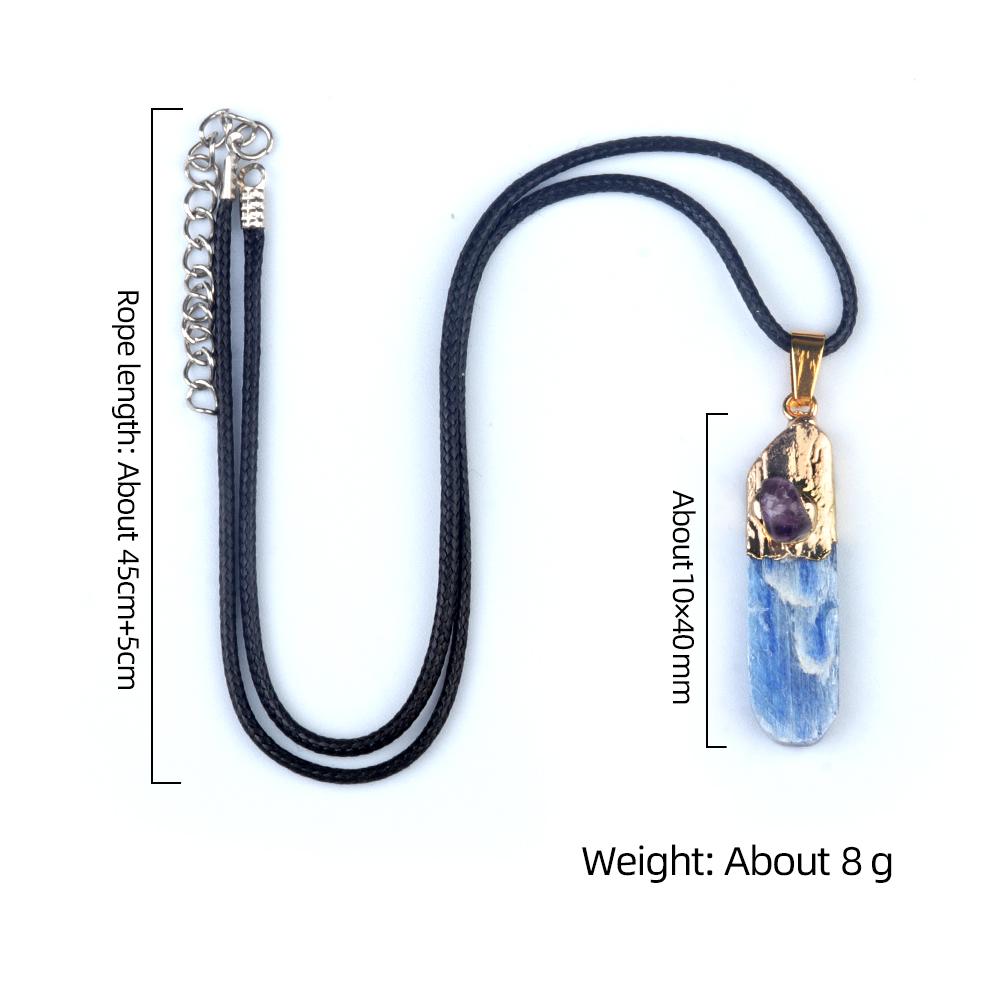 1шт ретро ожерелье с подвеской из натурального камня, нерегулярные синие подвески из кианита с цепочкой ожерелья для женщин мужчин повседневная одежда ювелирные изделия праздничные подарки 40×10 мм