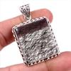 Natural Black Rutile Gemstone Handmade 925 Solid Sterling Silver Pendant 2" P8g88