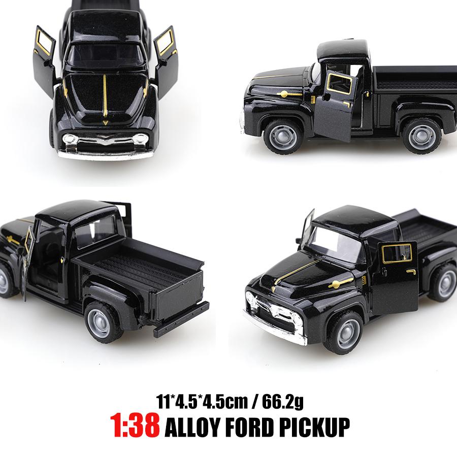 1:38 Classical Retro F100 Pickup, Alloy Model Car, Multiple Color, children metal car, boy's toy gift, car ornaments