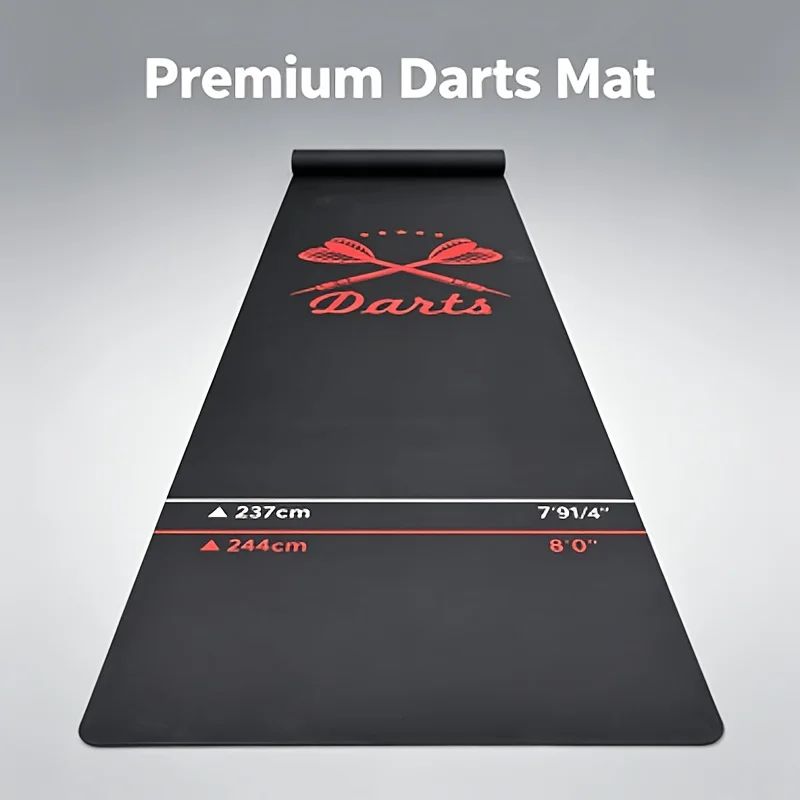 Dart Floor Mat, Darts Logo Non Slip Throw Line Pad with Distance Markers Wear Resistant for Indoor Darts Game Bar Room Decor