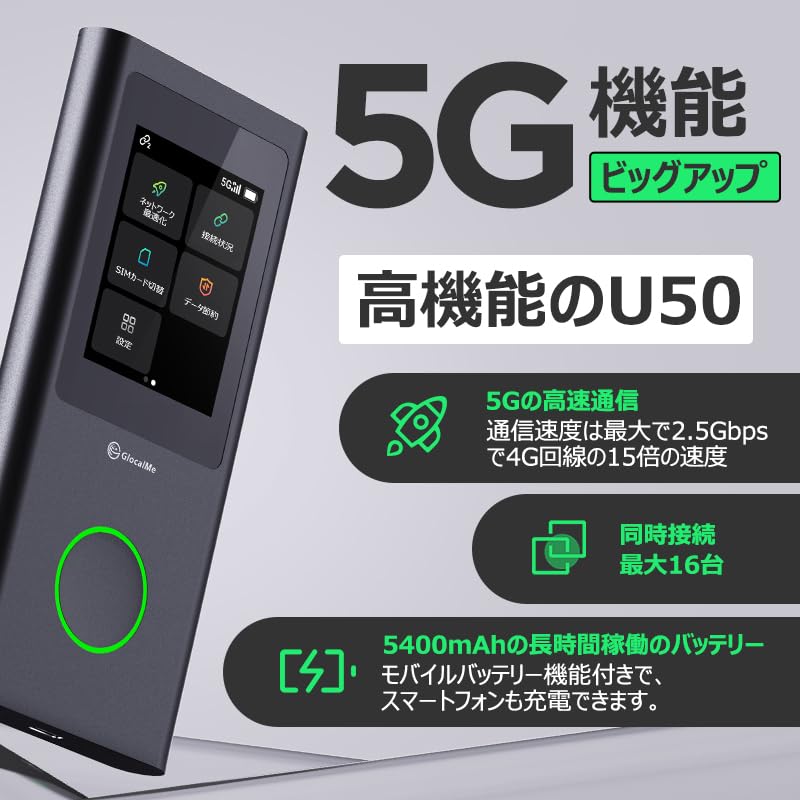 GlocalMe 5G совместимый с мировым гигабитным набором 5400 мАч мобильный маршрутизатор доступен для внутреннего и международного использования 5 одновременных подключений 16 устройств карман
