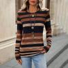 Женская футболка осенняя с длинным рукавом пуловер в полоску женская одежда оверсайз уличный кэжуал с круглым вырезом хлопковые футболки топы
