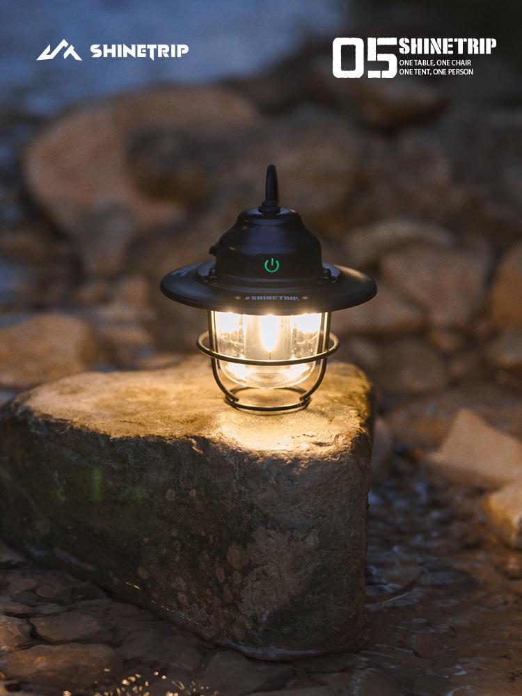 Retro Waterproof Pine Cone Camping Lamp with Tent Atmosphere & Night Light, Handheld Charging & Long Battery Life
