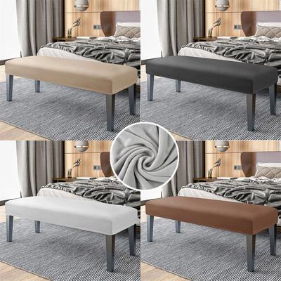 1 шт. Чехол на скамью из эластичного бархата, Защищающий от загрязнений, Классический однотонный чехол на скамью, Моющийся чехол-протектор для сиденья скамьи для спальни
