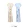 Kaslead New Arrival Women's Clothing Fashion Style Fashion Minimalist Silm Bow Tie Silk Satin Texture Dress