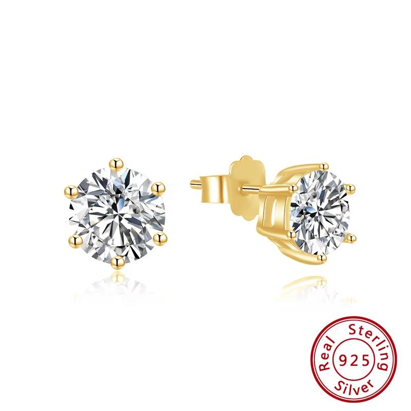 ORSA JEWELS Серьги-гвоздики из стерлингового серебра 925 пробы с классической 6-зубцовой закрепкой, кубический цирконий AAAA, для женщин/девушек, новинка 2020 года, подарок, SE335