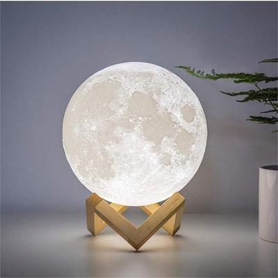 1 шт. 3D лунная лампа-увлажнитель с деревянной основой 3 светодиодных ночника с сенсорным управлением яркостью для декора домашнего офиса