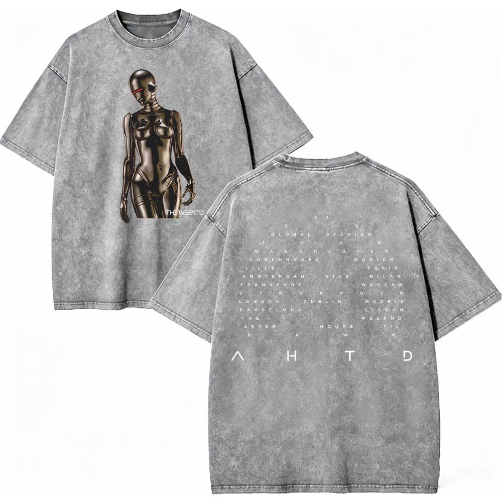Washed Vintage Rapper The Weeknd After Hours Til Dawn Tour 2026 T Shirt Men Women Clothing Fashion Hip Hop Short Sleeve Tshirt