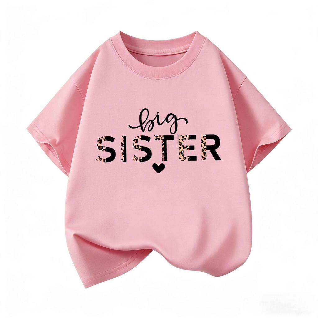Girls' Cartoon Print Round Neck Short-Sleeve T-Shirt - Summer Casual Children's Top