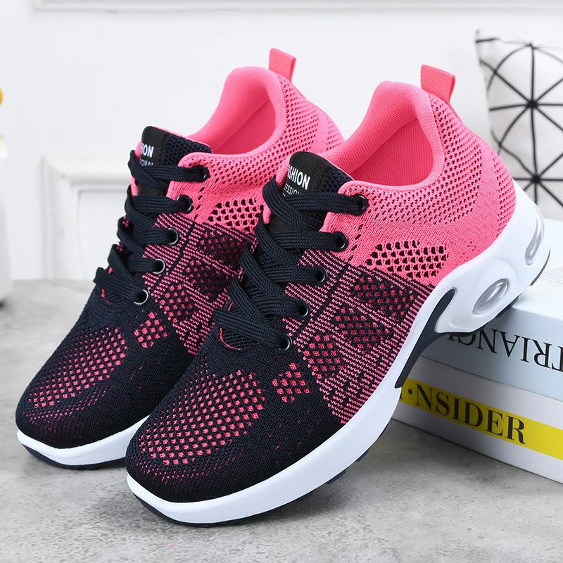 Shoes Women's Summer New Casual Shoes Breathable and Light Casual Lace-up Air Cushion Sports Shoes Women