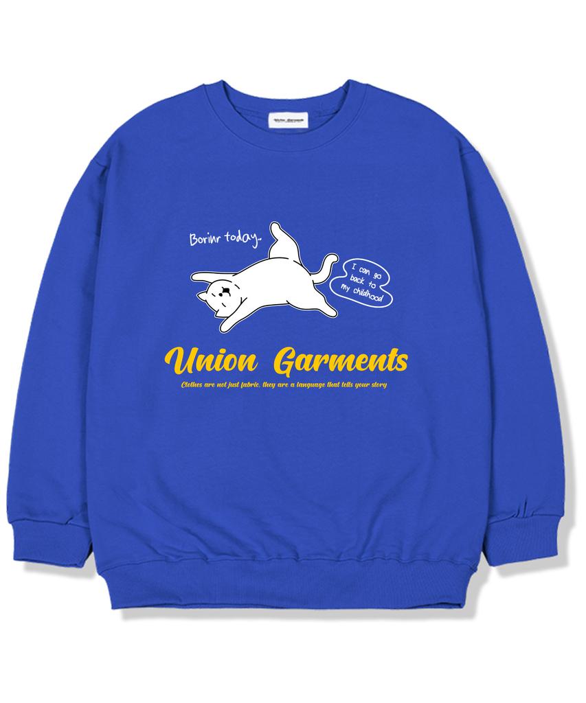 UNION GARMENTS Boring Day Fleece-Lined Oversized Sweatshirt Blue