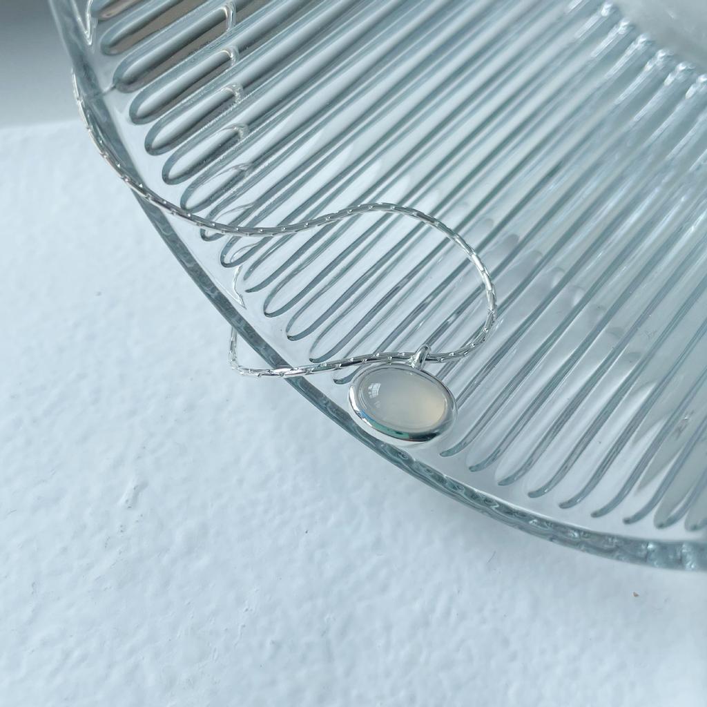 Новая мода корейской версии S925 серебряное ожерелье женская белая нефритовая цепочка из кости новые овальные украшения