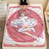 1 шт. Фланелевое одеяло с принтом Cardcaptor Sakura, Высококачественное, Удобное для всех сезонов, Домашний декор, Тепло и уют, Идеально для рождественских подарков