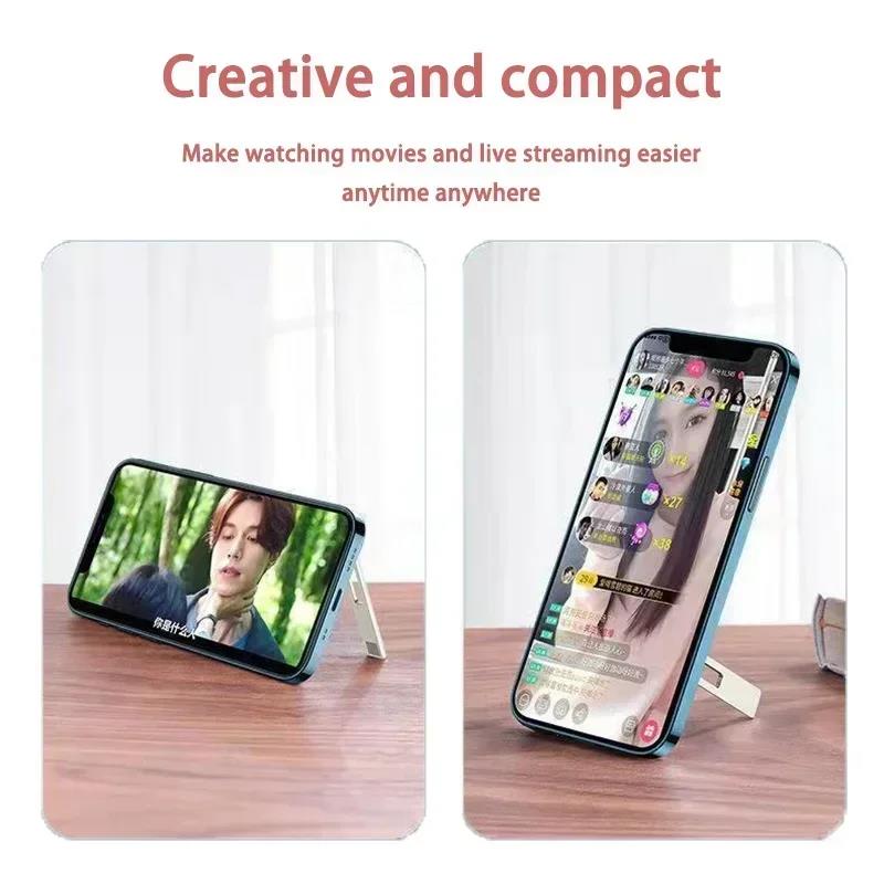 Magnetic Foldable Phone Stand Metal Alloy Desktop Bracket Lazy Holder Mini Back Mount Stand Universal Phone Support Kickstand