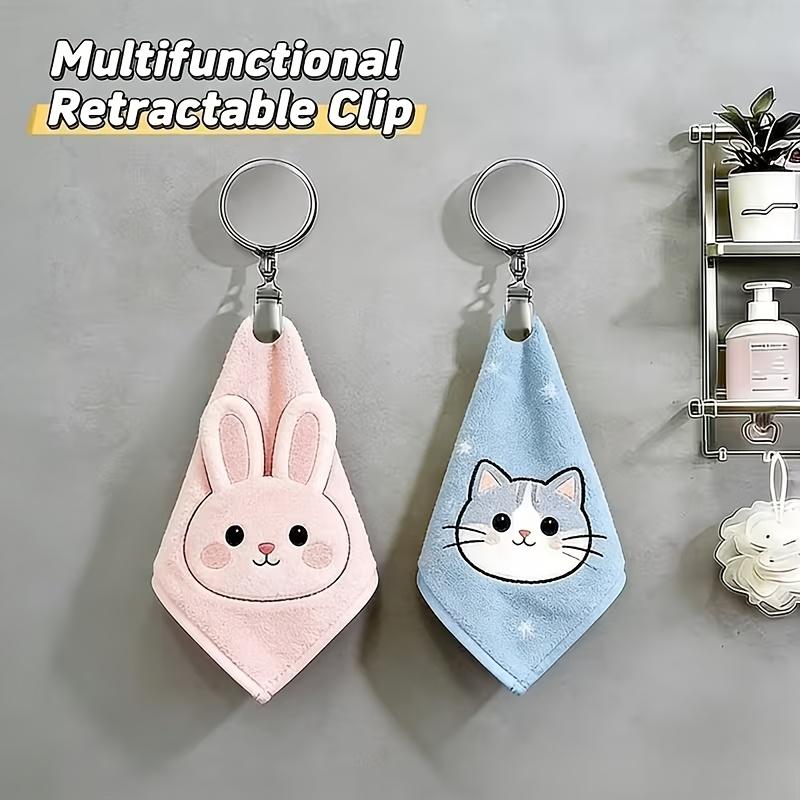 Retractable Towel Clip Self Adhesive Wall Mounted Pull Keyring Hanger for Kitchen Bathroom