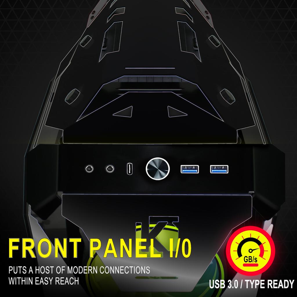 KEDIERS C650 PC Case Mid PC Case ATX 2 4mm Thick Tempered Glass Motherboard Compatible Air Cooling Compatible 360 Water Cooling Black Tower,