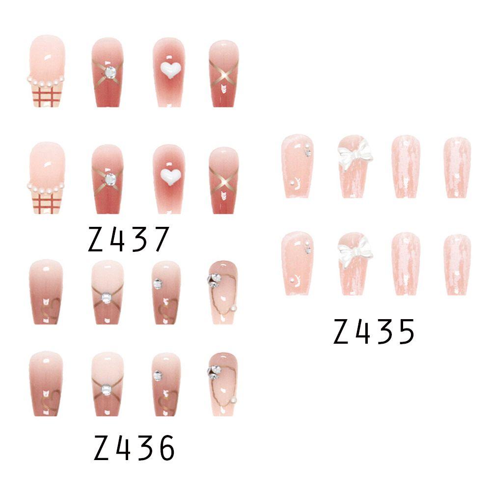 24 шт., накладные ногти, белое сердце, накладные ногти, элегантные накладные ногти, полное покрытие