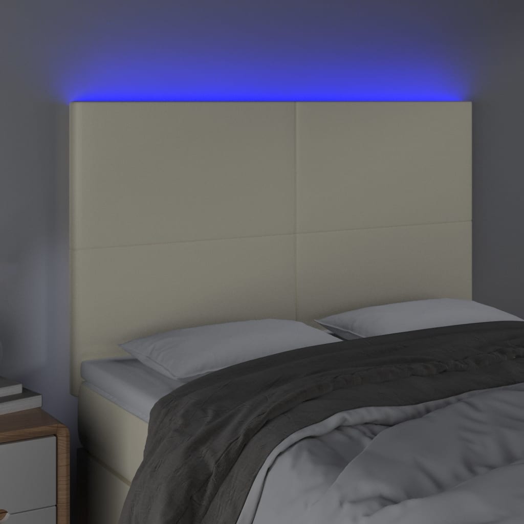LED Headboard Cream 144x5x118 128 cm Faux Leather