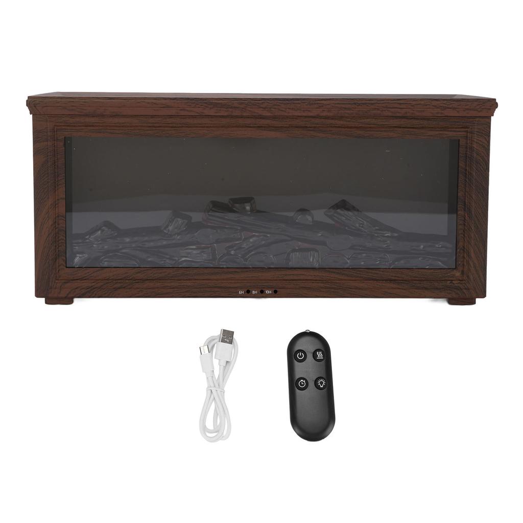 180ml Water Tank Wood Grain Fireplace Aromatherapy Diffuser Simulation Flame Humidifier Essential