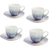 Tea Cups and Saucers Ceramic Coffee Mug 6oz for Coffee, Latte, Cafe Mocha and Tea-Set of 4, White