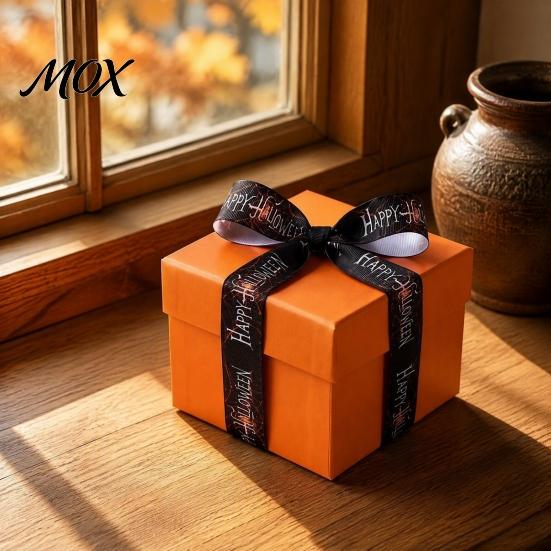 Festive Decorative Fabric Ribbon Halloween Ribbon, 5 Yards 5/8" Pumpkin Spider Web Printed for Gift Wrapping Wrapping, DIY Wreath Bow Crafts,