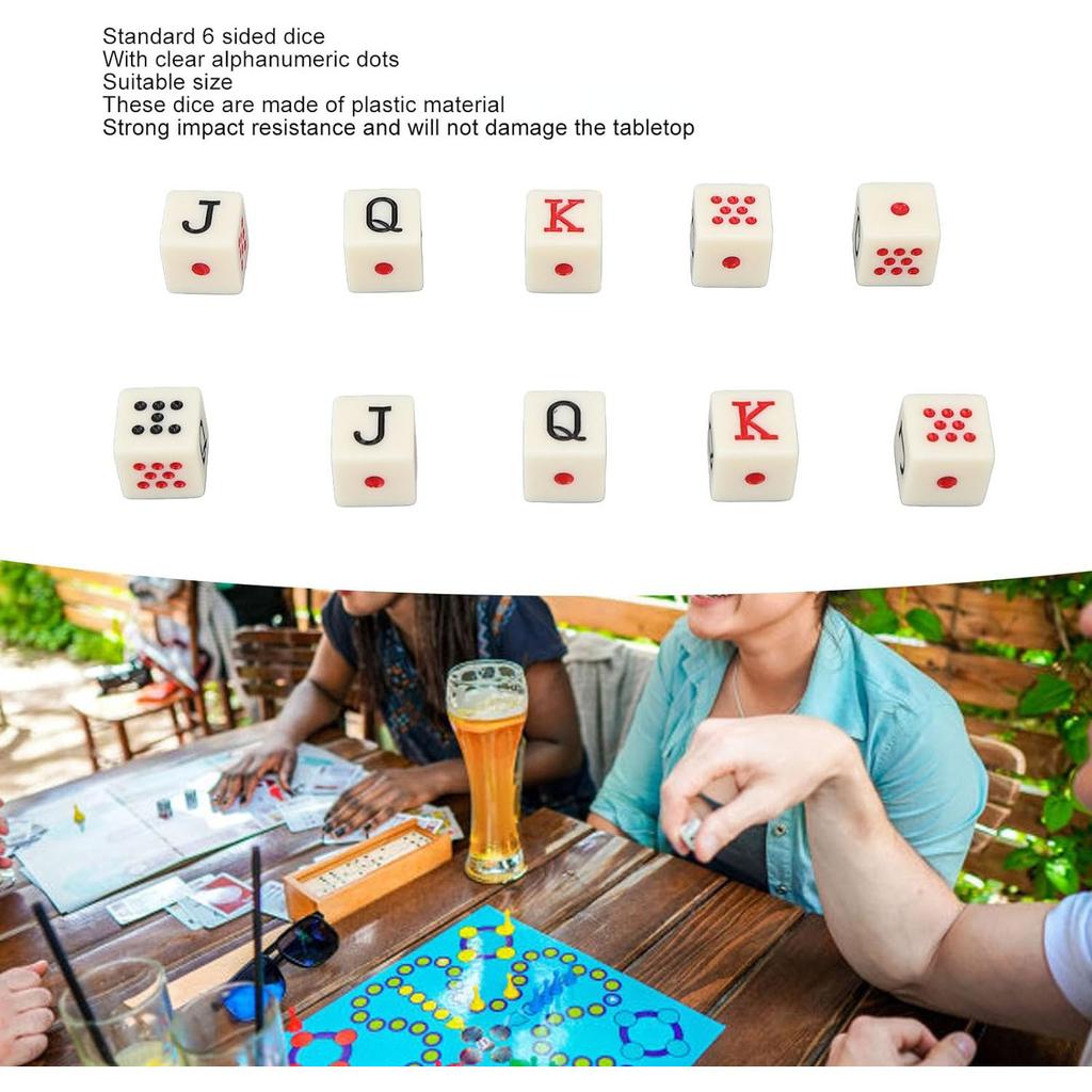 20 шт./компл., 16 мм, квадратные угловые зубы, желтые акриловые покерные кости, JQK, настольные игральные кости, испанские кости