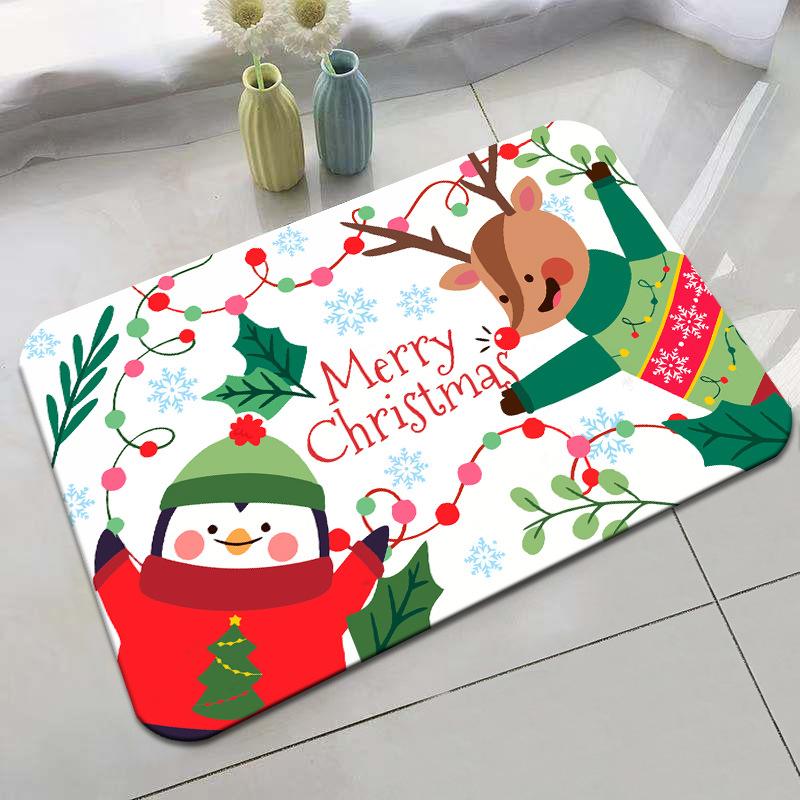 Christmas Floor Mat Festive Atmosphere Feeling Absorbent Non-slip Foot Mat Household Door Floor Mat