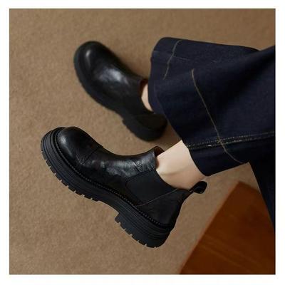 Мартин Одношаговые Ретро Ботильоны Челси, Круглый Носок, Толстая Подошва, Мода Осень/Зима 2025.