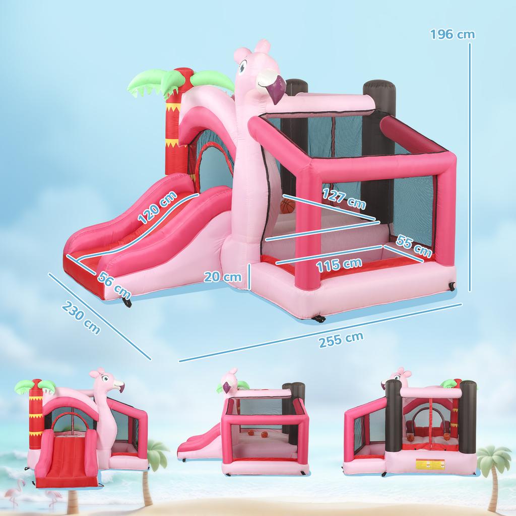Inflatable Castle for Children with Blower Slide Trampoline Ball Pit Basketball Hoop 255x230x196cm